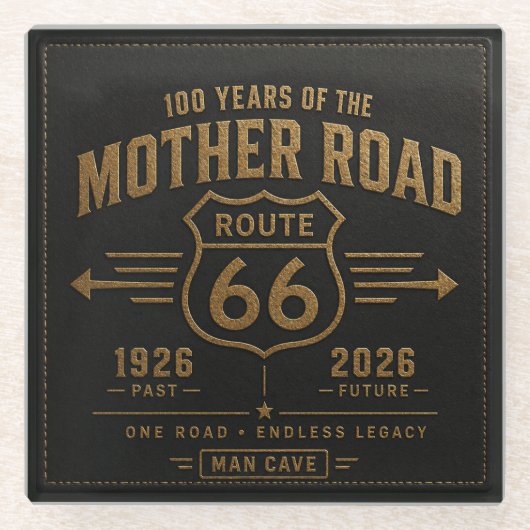 Route 66 Centennial Black Gold Legacy Glasuntersetzer (Vorderseite)