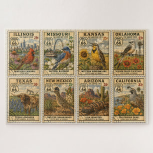 Route 66 Centennial-Briefmarken-Mosaik Puzzle