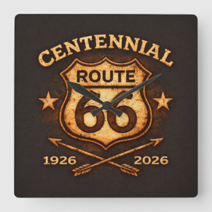 Route 66 Centennial Büroschmuck Quadratische Wanduhr