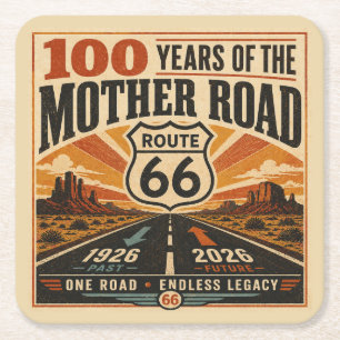 Route 66 Centennial Desert Highway Party Stimmung Rechteckiger Pappuntersetzer