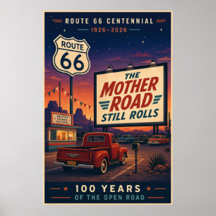 Route 66 Centennial Drive-In Americana Reise Kunst Poster