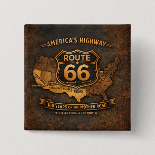 Route 66 Centennial Highway Americana Abzeichen Ku Button