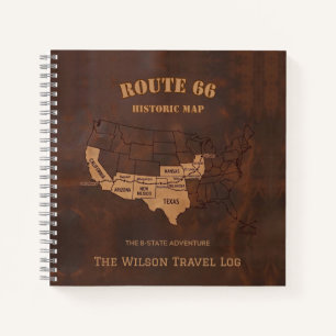 Route 66 Centennial-Karten-Reisejournal Notizblock