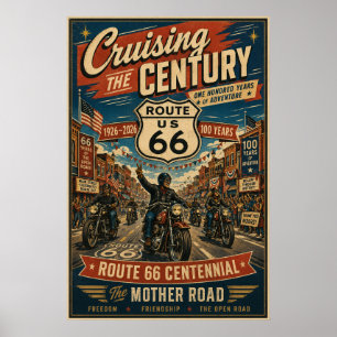 Route 66 Centennial-Motorcycle-Parade durch die Ha Poster