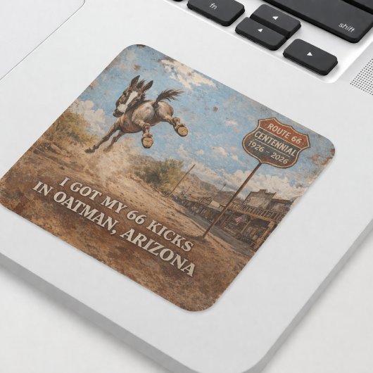Route 66 Centennial Oatman Donkey Design Quadratischer Aufkleber