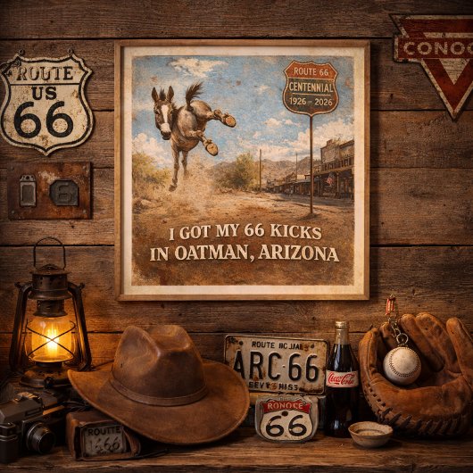 Route 66 Centennial Oatman Donkey Travel Art Poster