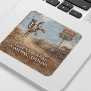 Route 66 Centennial Oatman Esel Design Quadratischer Aufkleber