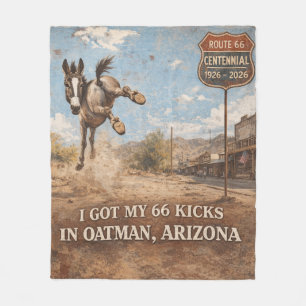 Route 66 Centennial Oatman Esel Reise Kunst Fleecedecke