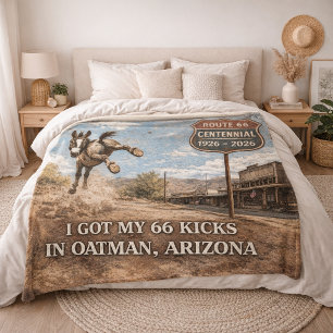 Route 66 Centennial Oatman Esel Reise Kunst Fleecedecke