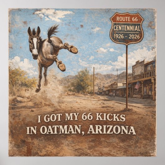 Route 66 Centennial Oatman Esel Reise Kunst Poster (Vorne)