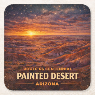 Route 66 Centennial Painted Desert Horizont Rechteckiger Pappuntersetzer