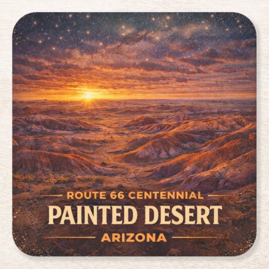 Route 66 Centennial Painted Desert Horizont Rechteckiger Pappuntersetzer (Vorderseite)