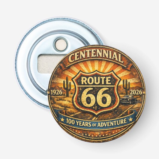 Route 66 Centennial Retro Barware Flaschenöffner (Vorderseite)