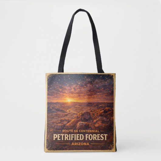 Route 66 Centennial Versteinerter Wald Horizont Tasche (Vorderseite)