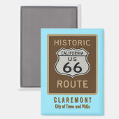Route 66 Claremont Kühlschrankmagnet (Vorderseite/Rückseite)
