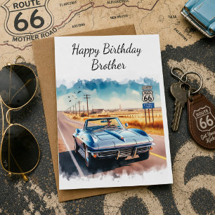 Route 66 Classic Car Happy Birthday Bruder Karte