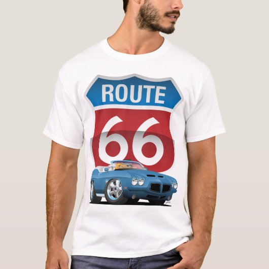 Route 66 Classic Car Nostalgie T-Shirt (Vorderseite)