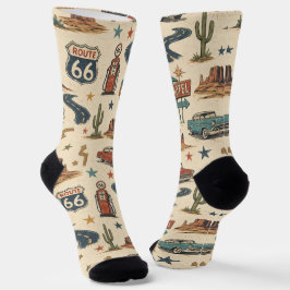 Route 66 Classic Car Roadtrip im Americana-Stil Socken