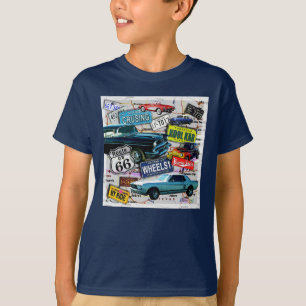 Route 66 - Classic Cars KIDS DUNKLE T-SHIRTS