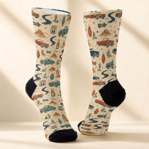 Route 66 Classic Cars Roadtrip-Stil Socken