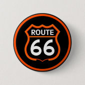 Route 66 Classic Shield Orange-Schwarzer Knopf Button (Vorderseite)