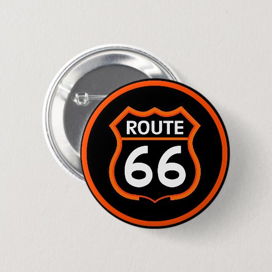 Route 66 Classic Shield Orange-Schwarzer Knopf Button (Vorne & Hinten)