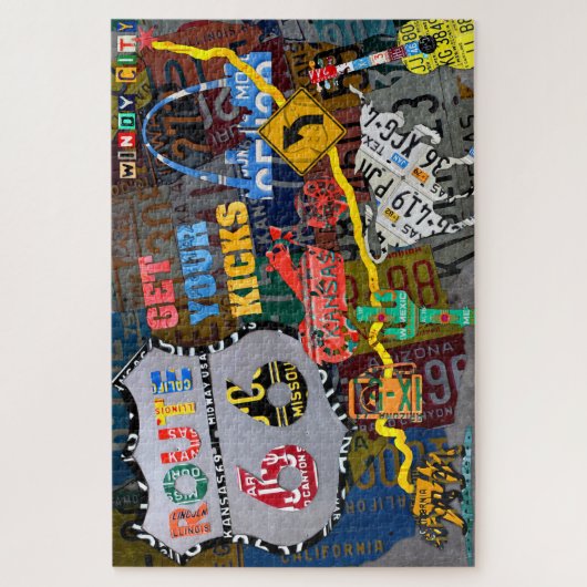 Route 66 Collage License Plate Art Puzzle (Vertikal)