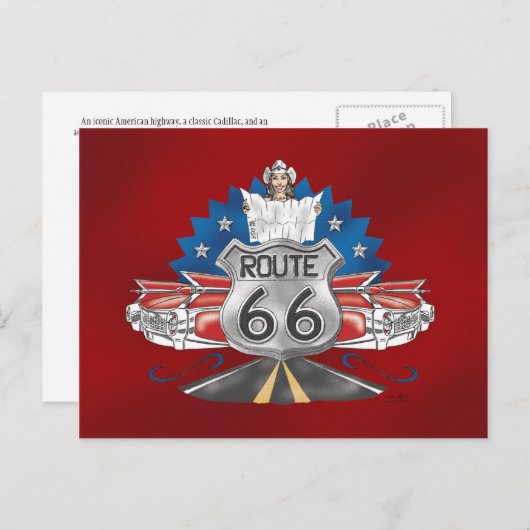 Route 66 Cowgirl Postkarte (Vorne/Hinten)