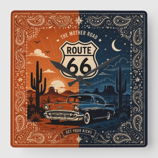 Route 66 Desert Night Wanduhr (Vorderseite)