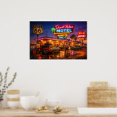 Route 66 Desert Palms Motel Glow Poster (Küche)