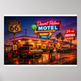 Route 66 Desert Palms Motel Glow Poster