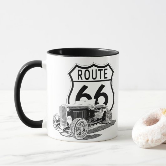 Route 66 Design Kaffeetasse (Mit Donut)