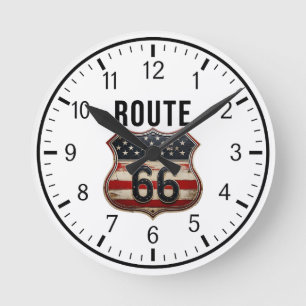 ROUTE 66 Designer 1 Runde Wanduhr