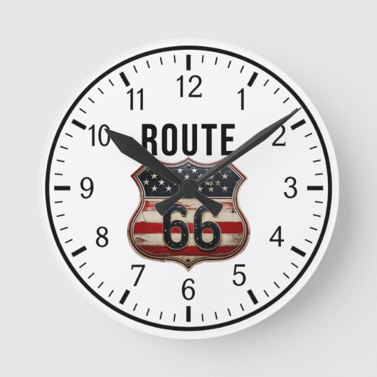 ROUTE 66 Designer 1 Runde Wanduhr (Vorderseite)