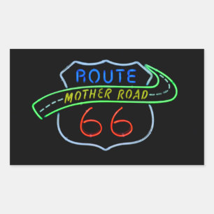 Route 66, Die Mutterstraße, Neon-Schild Rechteckiger Aufkleber