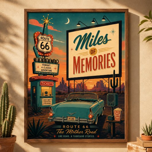 Route 66 Drive In Memories Centennial Kunst Poster