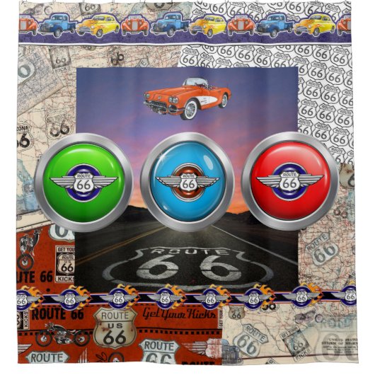 Route 66 Duschvorhang (Vorderseite)