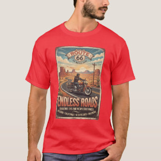 Route 66 Endlose Straßen Vintage-Motorrad-Reise G T-Shirt