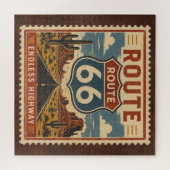 Route 66 Endloser Highway Vintage-Postleitsure Puzzle (Horizontal)