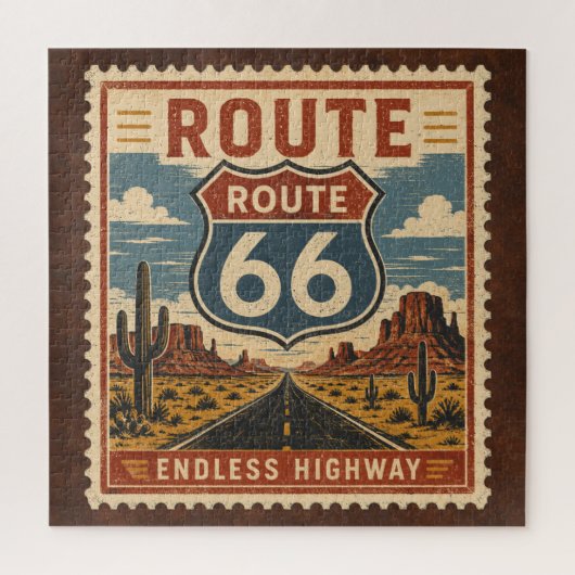 Route 66 Endloser Highway Vintage-Postleitsure Puzzle (Vertikal)