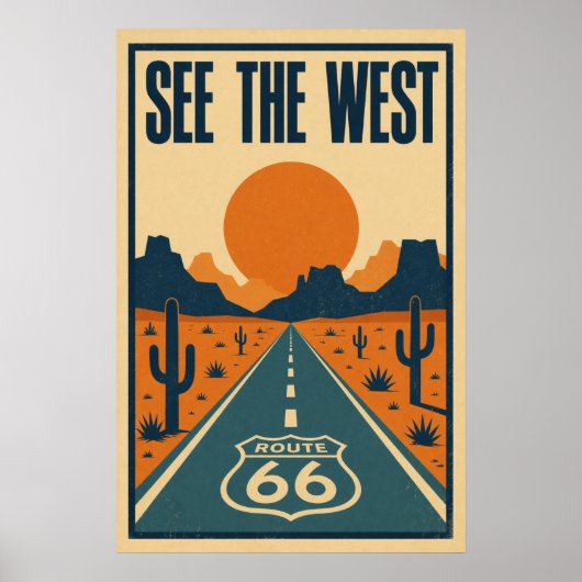 Route 66 Erlebe den Westen Litho Poster (Vorne)