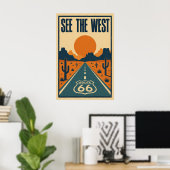 Route 66 Erlebe den Westen Litho Poster (Heimbüro)