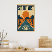 Route 66 Erlebe den Westen Litho Poster (Küche)