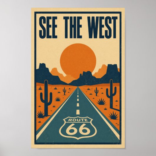 Route 66 Erlebe den Westen Litho Poster (Vorne)
