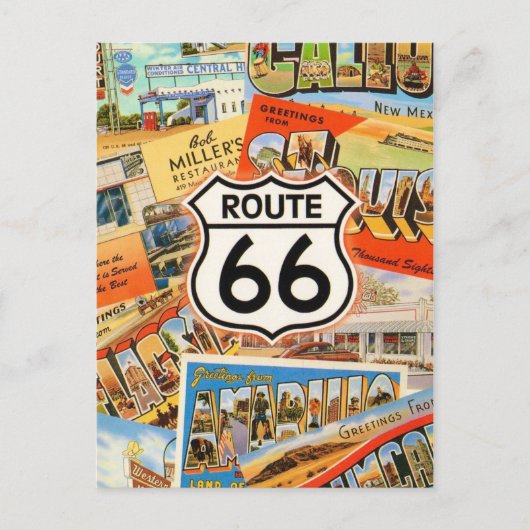 Route 66 Farbige Postkarte (Vorderseite)