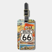 Route 66 Farbige Postkarte Gepäckanhänger (Vorderseite vertikal)