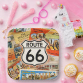 Route 66 Farbige Postkarte Pappteller (Party)