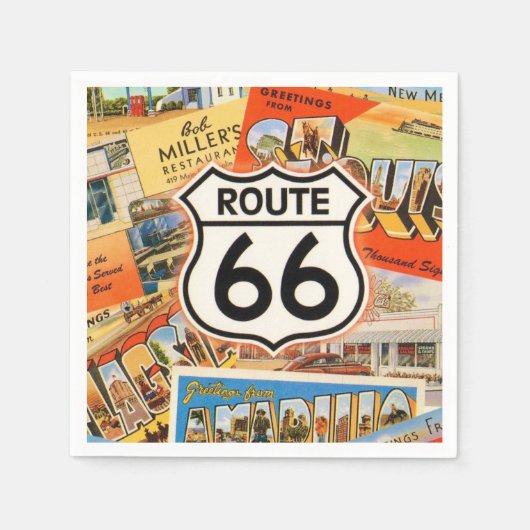 Route 66 Farbige Postkarte Serviette (Vorderseite)