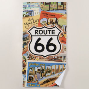 Route 66 Farbige Postkarte Strandtuch