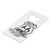 Route 66 Flaschenöffner aus rostfreiem Stahl (Rückseite Schrägansicht)